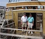 Jack Turley & Jim Kress coming out of the Mayflower's Captain's cabin