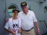 New sailor Austin Cantrill, grandson of shipmate RMSN Lance Wallin, with old shipmate Jack Turley