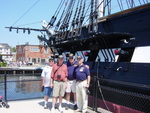 Barry Emerson, Jim Kress, Jack Turley, Willy Shiels with the USS Constitution in the background