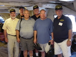 1st Row: Don Haslett, Byron Cooley, Joe Trytten & Bill Rennicke.  2nd row: Bill Albritton, Jack Turley below decks "Old Ironsides"